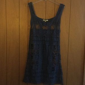 Crotchet Tank  Dress Navy Blue